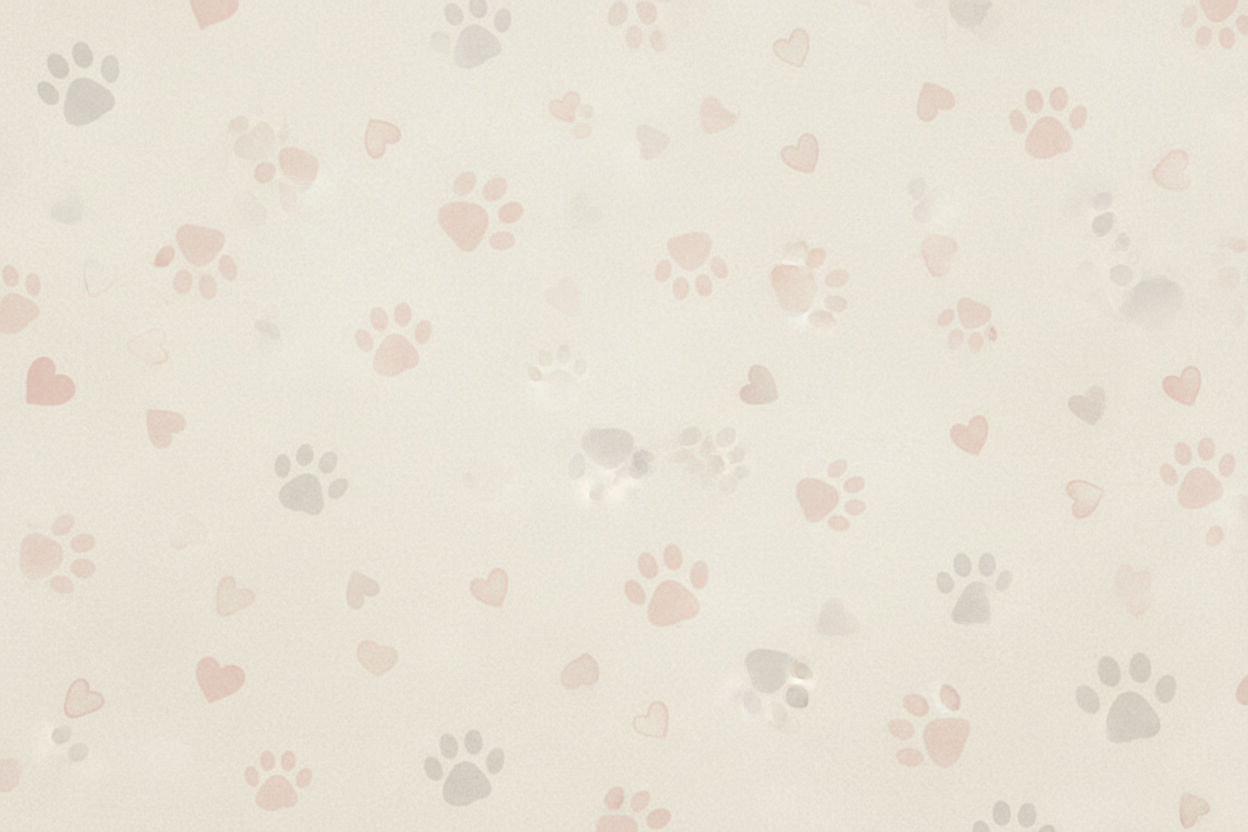 Paw prints and hearts small and faint 